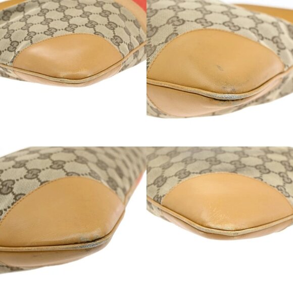 GUCCI Logo Sherry GG Pattern Shoulder Hobo Bag Canvas Leather Brown GHW 62YH376 - Picture 7 of 16